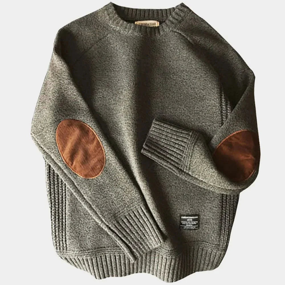 Men's sweater with leather elbow patches deals